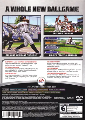 MVP 06 NCAA Baseball box cover back